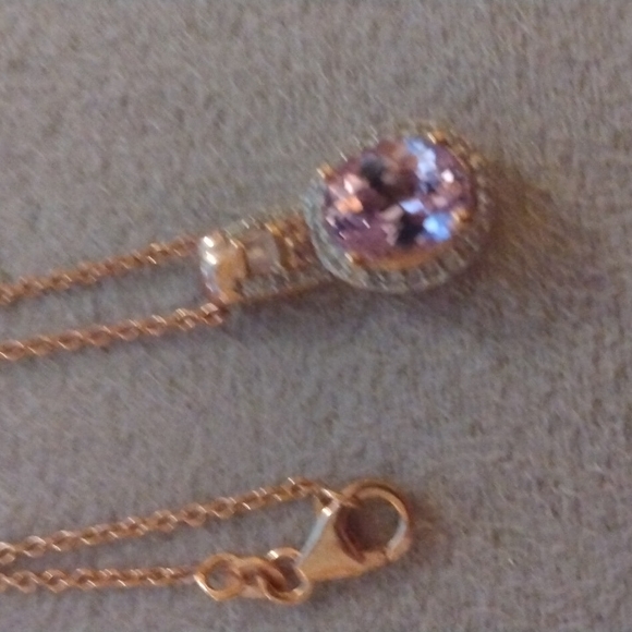 Stamped .925 Kunzite and Diamond Necklace6.2 Grams